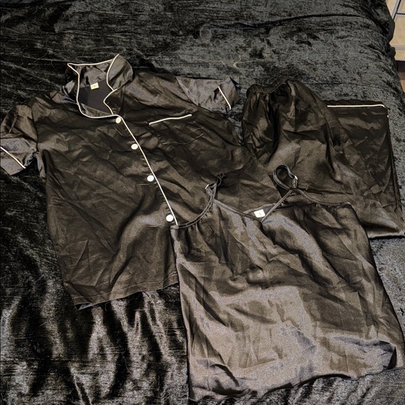 Other - Cute Black Satin Pajama Set
